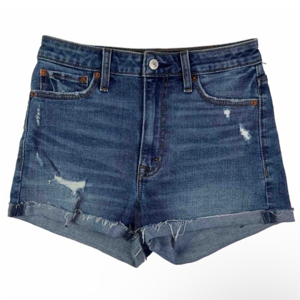 Abercrombie & Fitch High Rise Cuffed Cut Off Jean Shorts with Pockets Size 26/2